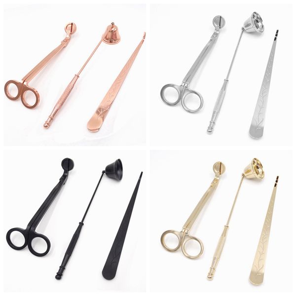 3-piece candle accessory set with wick trimmer, cutter, and snuffer in 4 color options (HHA1699)