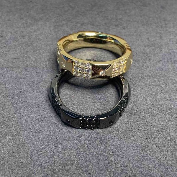 Avant-garde Neutral Black Ring Female Gold Concave Convex Geometric Design Finger