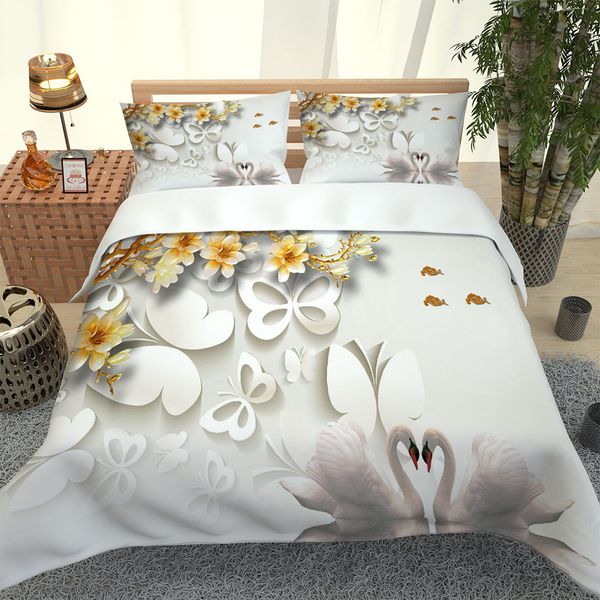 Twin/Full/Queen/King size 3-piece red duvet cover set with 3D printed pillowcases