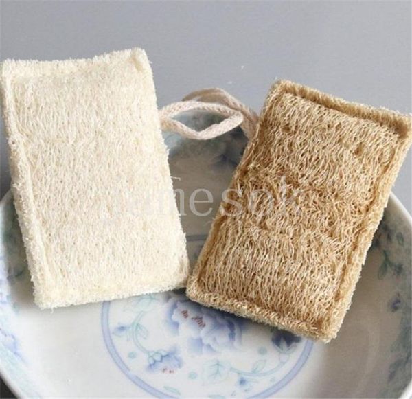 Natural loofah bath brushes and dish scrub pads for easy cleaning in kitchen and bathroom