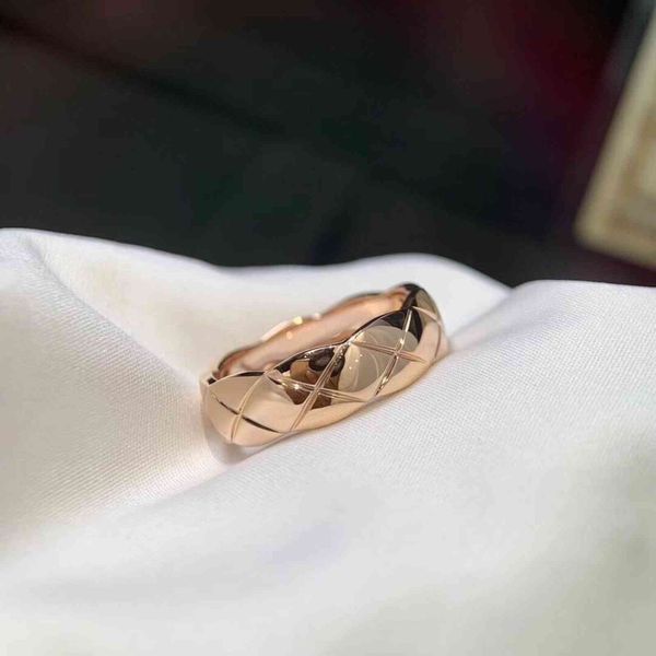 S925 Silver Small Fragrance Diamond Check Pattern Wide and Narrow Coco Ring Original Li Now Gives His Girlfriend the Same Gift