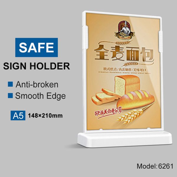 A5 acrylic place card holders for restaurant and hotel table displays