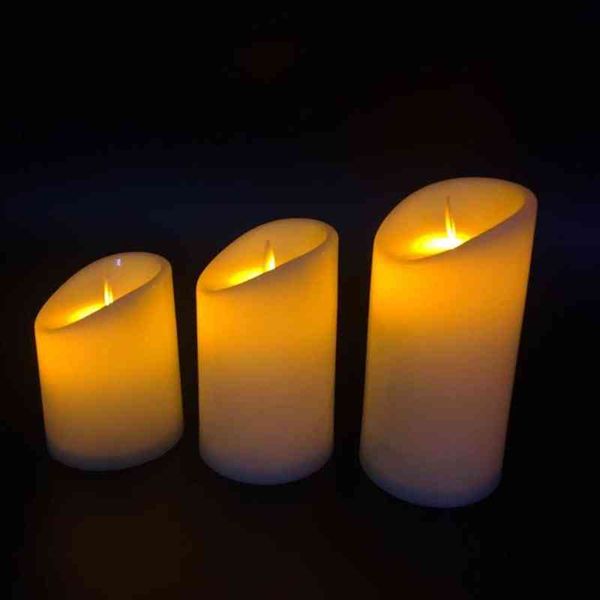 Realistic flameless decorative candles with high dancing flame effect, battery-operated pillar holders for romantic ambiance H1222