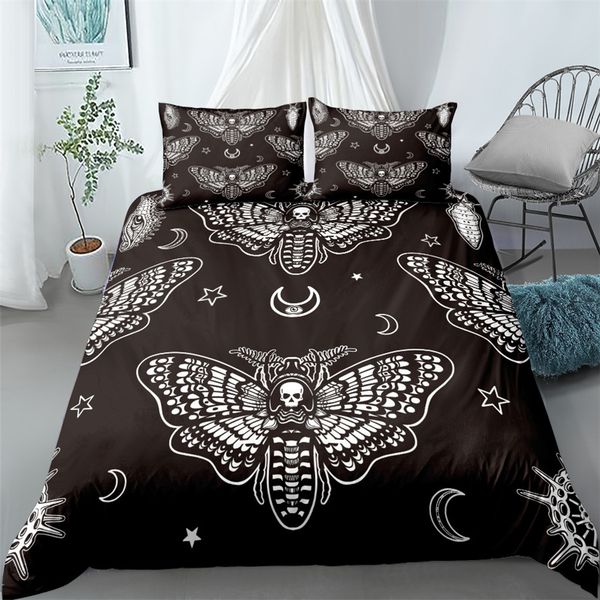 Black Death Moth Bedding Set Gothic Skull Duvet Cover Set Butterfly Bedclothes 2/3pcs Moon Stars Luxury Home Textiles

Gothic-inspired moth and skull bedding set with butterfly motifs, featuring mo...