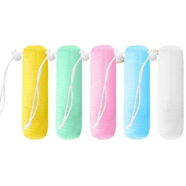 5 Colors Scrubber Exfoliating Mesh Soap Pouch Saver Bag Foam Net For Shower Body Facial Cleaning Tool Pocket Loofah Bath Spa Bubble With Dra

Rewritten:
Multicolored mesh scrubber pouch for soap sa...
