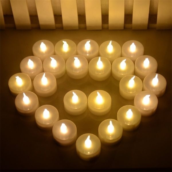 50 yellow battery-powered LED flameless tealights for weddings and Christmas, electronic candle gift Y200109
