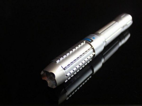 Prata 2x16340 Max 50000 m Azul 450nm Laser Pointer Lanterna Livre DHL