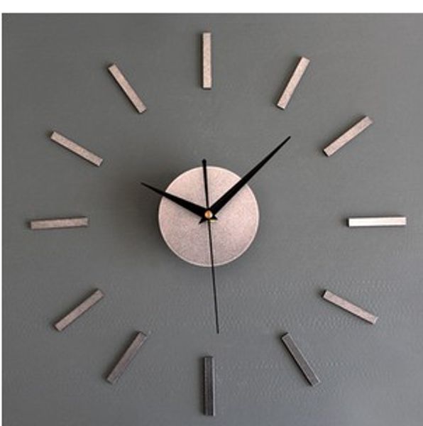 High-quality metal DIY wall clock with stylish adhesive design, featuring a creative earth and gold bell combo
