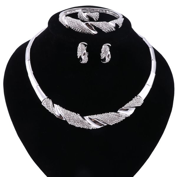 2-tone gold and silver plated women's elegant jewelry set for parties and weddings