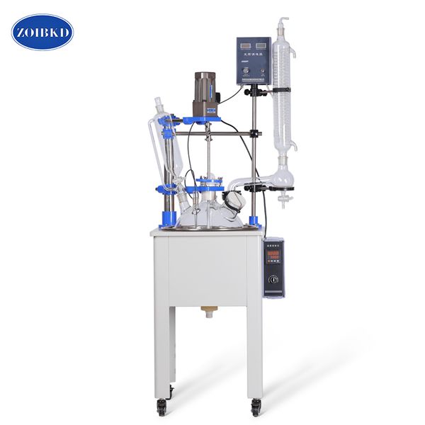 Reactor de vidro de camada Ãºnica Zoibkd 30L Suprimentos de aÃ§o inoxidÃ¡vel Pyrex LaboratÃ³rio de AÃ§o Interior