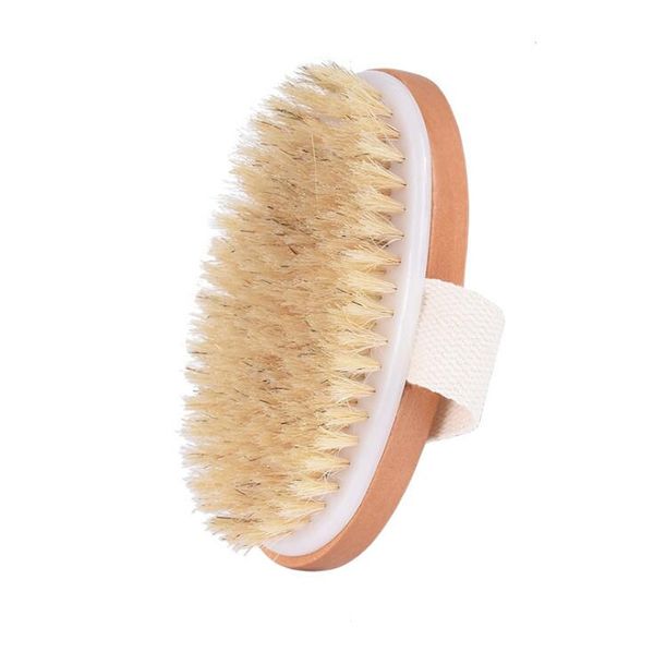 Natural boar bristle body brush for exfoliating dry skin, suitable for men and women, model LX1189