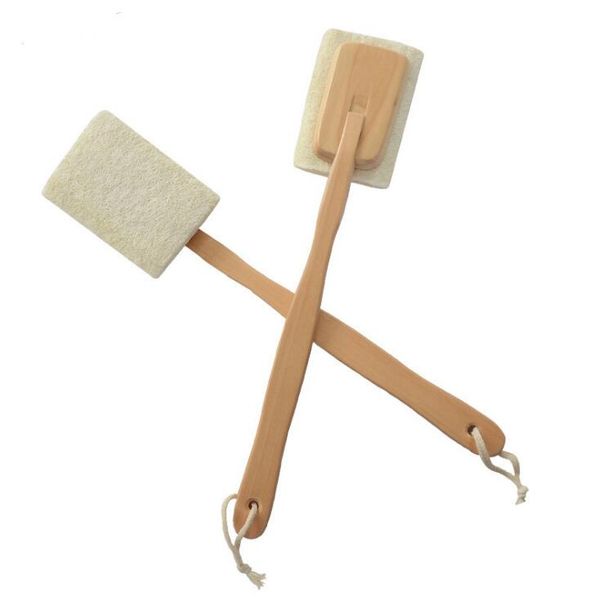 Natural loofah brush for exfoliating dead skin with detachable wooden back scrubber handle LX1184
