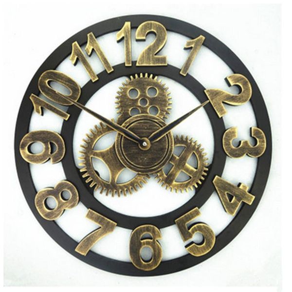 Handcrafted oversized 3D vintage-style decorative wooden wall clock with large gears, perfect as a luxury home decor gift