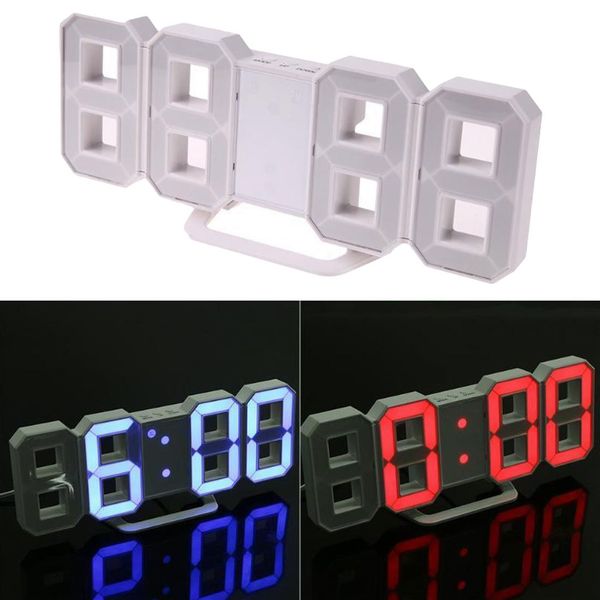 Modern digital LED alarm clock with 12/24-hour display and snooze function for desks or walls