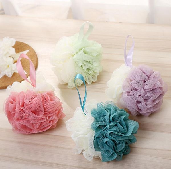 50g Double Colors Bath Shower Sponges Nylon Mesh Shower Pouf Loofahs Exfoliating Mesh Brush Pouf Bath Shower Ball SN2513