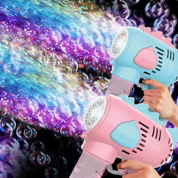 Childrens 10 hole electric bubble gun automatic soap hair dryer with light summer outdoor party game boys and girls bubble machineW240902658