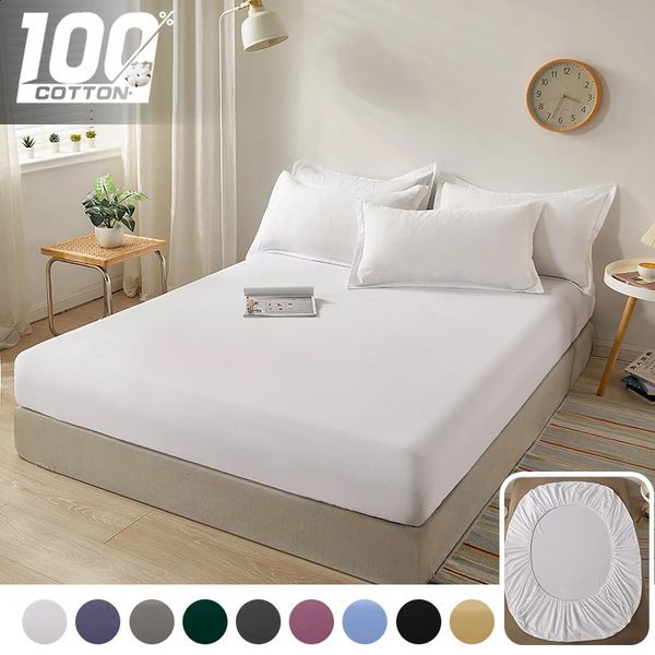 100% cotton elastic-fitted bed sheet, skin-friendly mattress cover for single, double, and king size beds 140-200cm