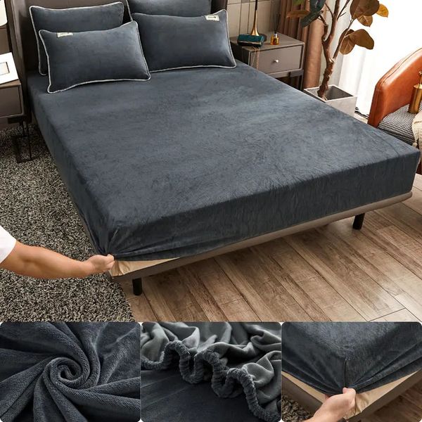 Velvet fabric decal bed sheet featuring soft touch, elastic edges, and warm flannel lining