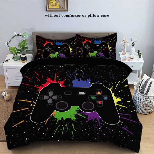 90gsm black bed game three-piece set, soft and skin-friendly, includes 2 pillowcases and 1 duvet cover for kids' rooms