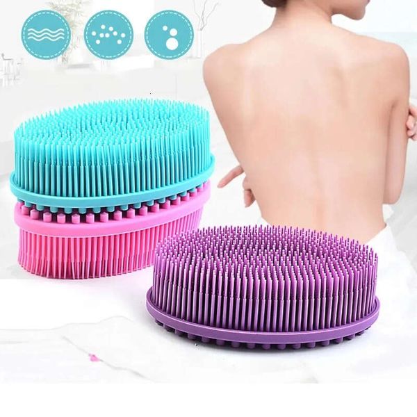 Shower brush massager with soft silicone bristles for gentle body scrubbing