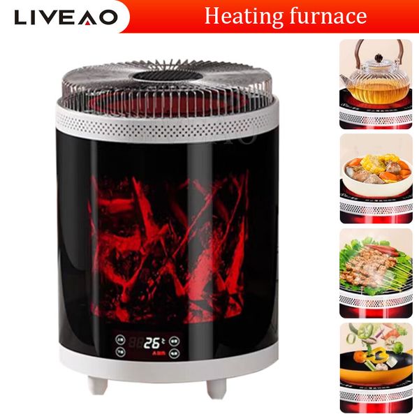 Fireplace Electric Heater Warm Blower Fan Portable Desktop Household Home Heating Stove Radiator Flame Warmer Machine