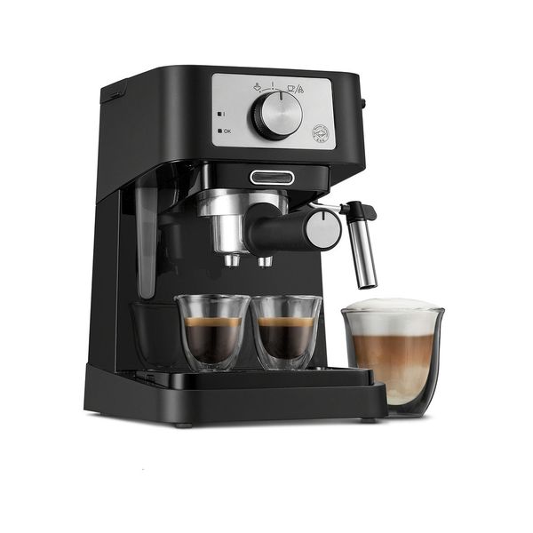 Stilosa Manual Espresso hine Latte Cappuccino Maker 15 Bar Pump Pressure Milk Frother Steam Wand Black Stainless EC260BK F007