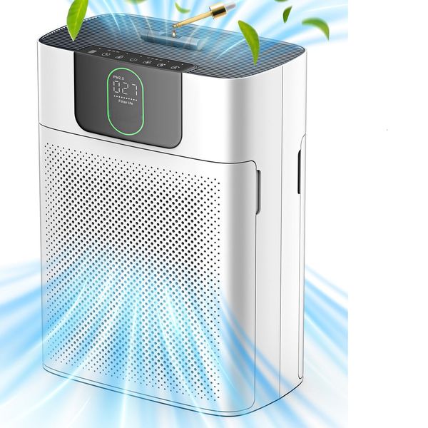 Purifiers for Home Large Room Filters Up to 1820 ft? Two-sided Intake True HEPA Cleaner with PM2.5 Display Aromatherapy Diffuser Auto Air Pu
