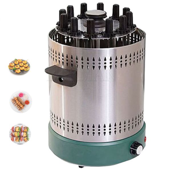 Automatic 220V smokeless electric rotisserie grill with 12 skewers for kebab roasting