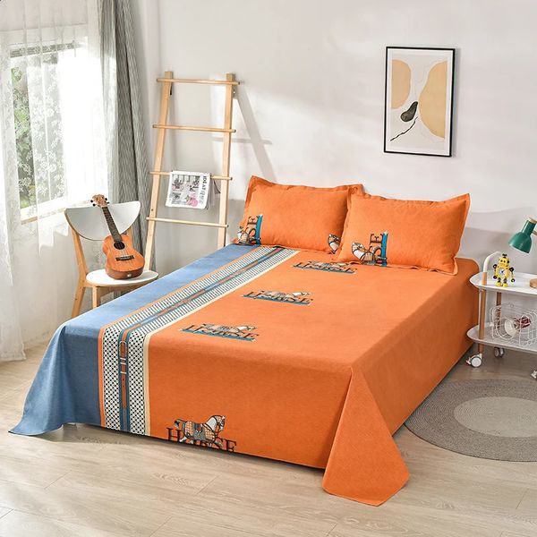3-piece cotton bed set with flat pillowcases in sizes 120/150/180/200/230cm for full, double, or large beds, machine washable