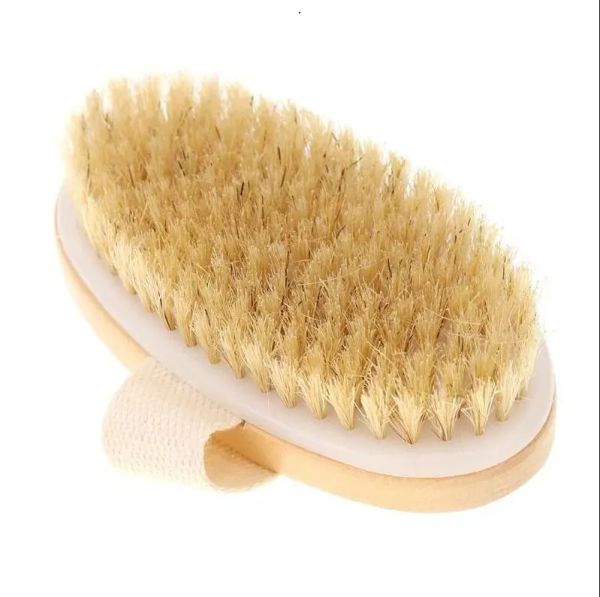 Natural wooden bristle bath brush for dry skin, ideal for spa and shower use without a handle