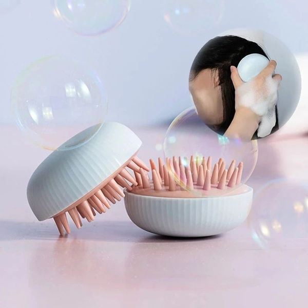 Gentle scalp massaging shampoo brush for hair care, portable for travel