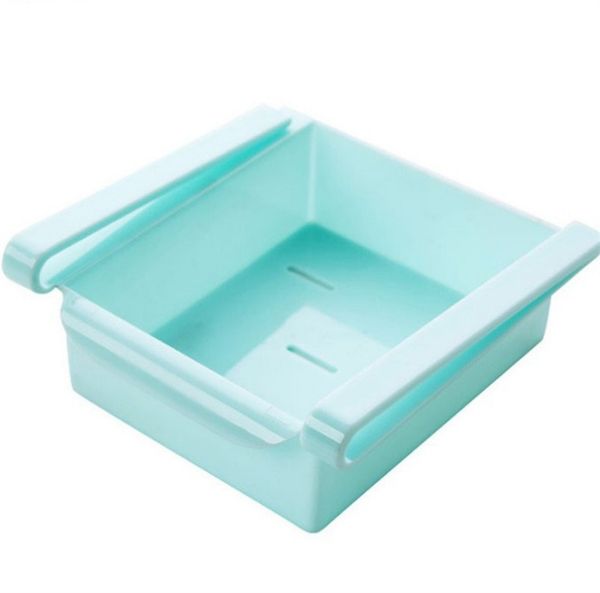 Plastic kitchen refrigerator storage rack for fridge and freezer, a pull-out drawer organizer to save space