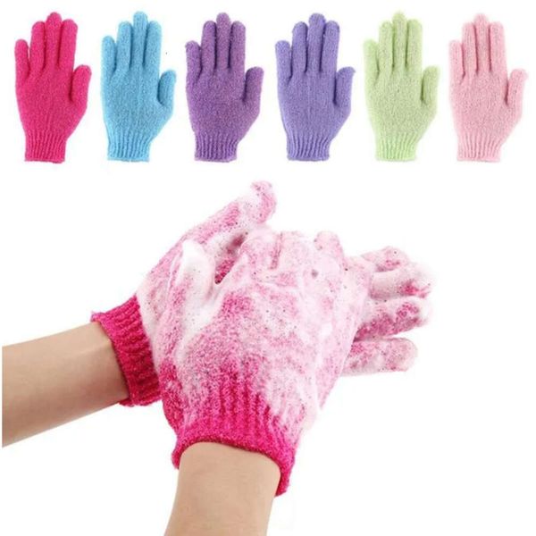 Exfoliating shower gloves for body massage, double-sided scrubber mitts to remove dead skin cells and wash skin while moisturizing