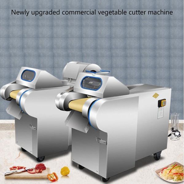 Stainless steel automatic vegetable cutter for slicing potatoes and shredding cabbage, chives, and celery, 220V powered