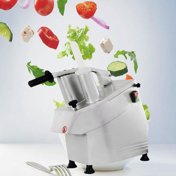Commercial dual-voltage vegetable and fruit cutter for small-scale use