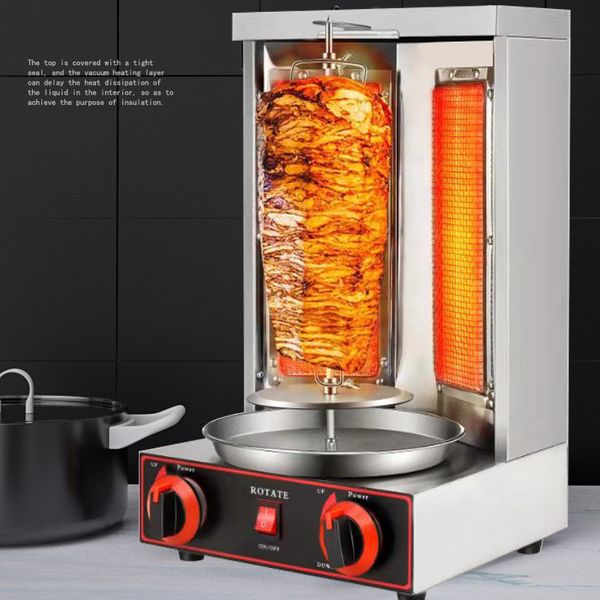 Stainless steel vertical rotisserie oven for shawarma and kebab grilling
