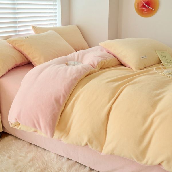 Simple Warm Milk Fleece Double Duvet cover
