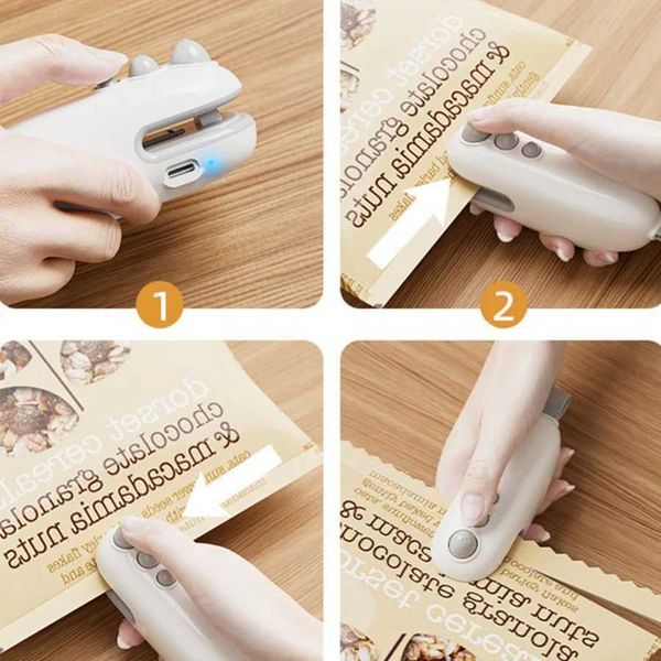Mini bag with cutter Ser USB charging portable snack food vacuum bag heat sealed and re opened bottle opener Y241205