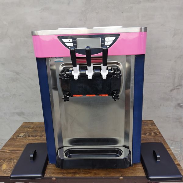 Commercial Sundae Ice Cream Machine Three Flavors Soft Ice Cream Makers Stainless Steel 2000W