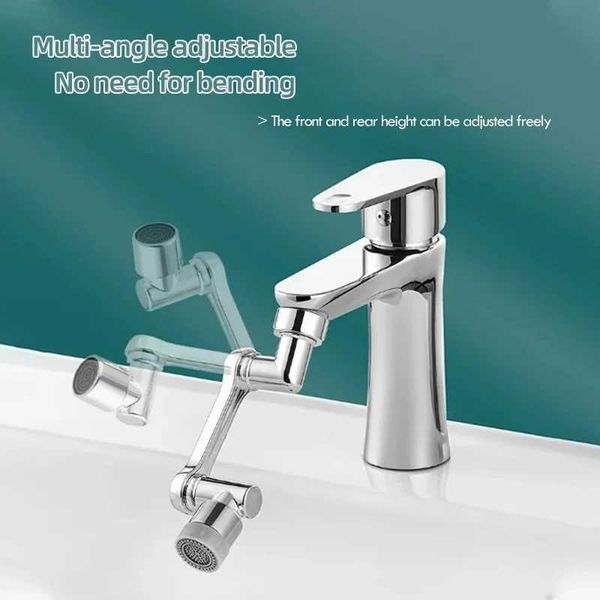 New universal rotating faucet aerator with splash filter for kitchen and washbasin, featuring a bubbler nozzle and robotic arm design