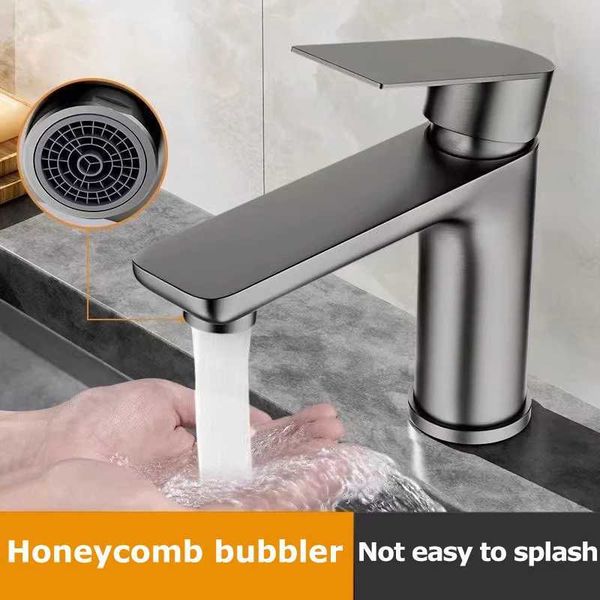Gun Gray Stainless Steel Faucet for Bathroom and Kitchen Sink with Hot and Cold Water Control