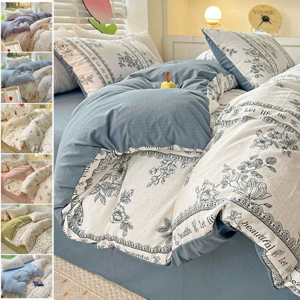 4-piece Floral Duvet Set with Sheet and 2 Pillowcases, Skin-Friendly Soft Fabric, No Filling, Warm Twin/Full/Queen Size Bedding Collection C241218