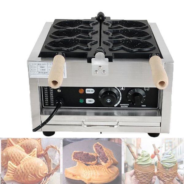 Commercial Non-Stick Taiyaki Machine Fish Waffle Maker Fish Shaped Waffle Iron Cake Making Machine