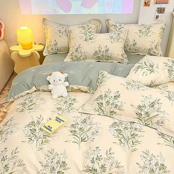 Ins Floral Bedding Set featuring Duvet Cover, Flat Sheet, and Pillowcases for Summer ¨C No Filler, Full/Queen Size, Soft Hotel-Quality Linens for Home C241218