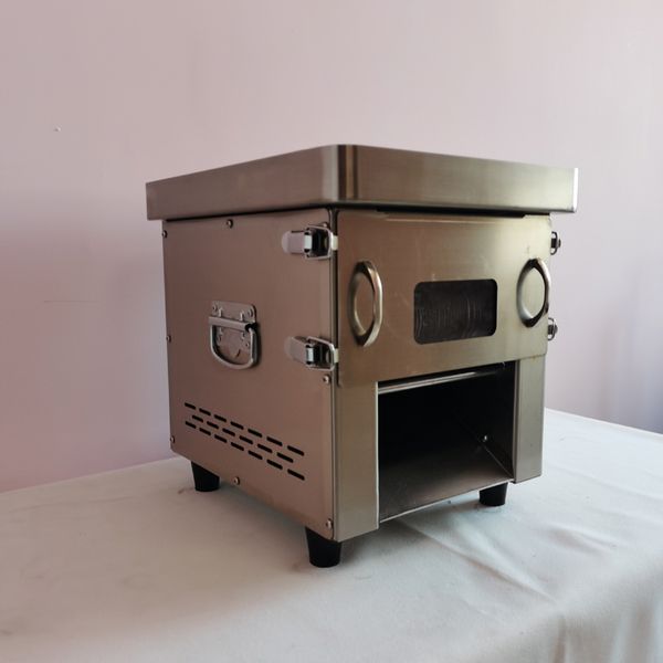 Commercial-grade 850W stainless steel meat cutter with automatic slicing, shredding, and dicing functions for 220V operation