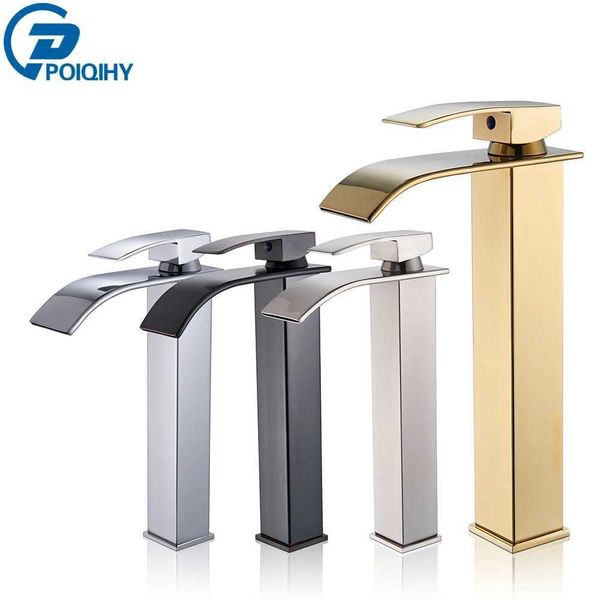 Golden Basin Faucets Waterfall Bathroom Faucet Single handle Basin Mixer Tap Bath Black Faucet for Bathroom Washbasin TapC241225