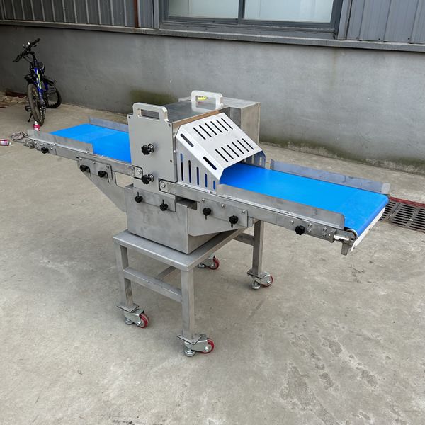 Large commercial meat cutter for fresh frozen meat strips