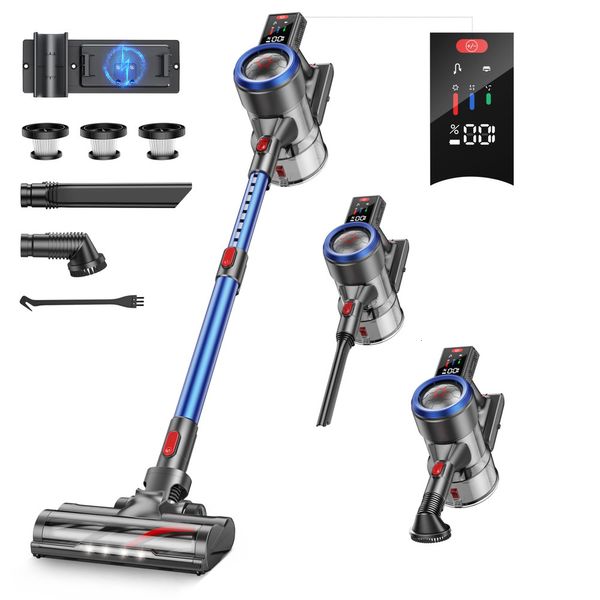 Cordless Cleaner Powerful Stick Vacuum with Rechargeable Wall Mount, Touch Display1.5L Dust Cup Lightweight Anti Tangle Vacuums for Hair Har