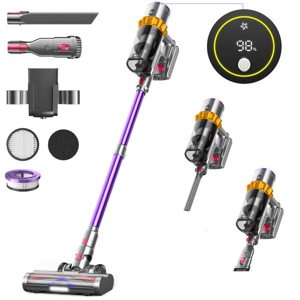 Cordless Cleaner Cleaners Screen Up to 60 Mins Runtime Noise Reduction Tech 1.6L Dust Cup Anti-Tangle Stick Vacuum for Pet Hair Carpet and H