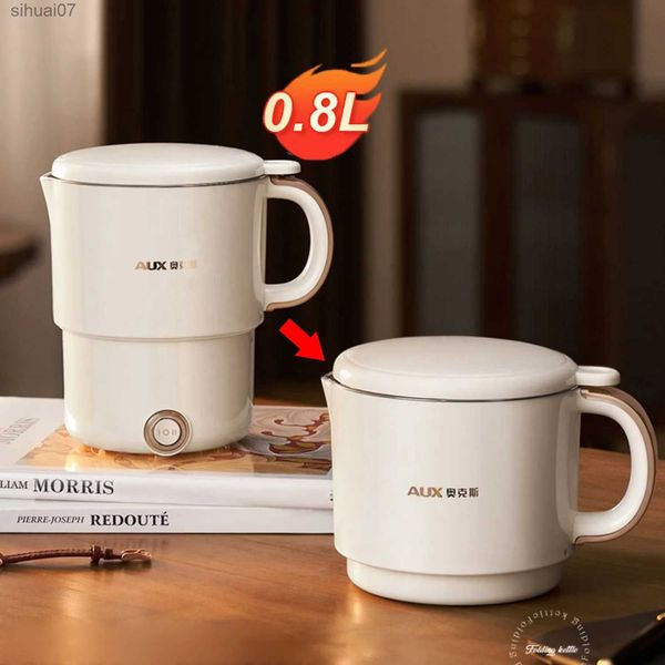 Electric Kettles 800ml foldable electric kettle portable cooking pot multi stove travel tea heating cup 304 stainless steel slow cooker yq24